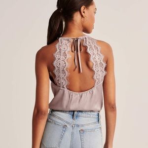 NWOT Satin Lace Back Bodysuit